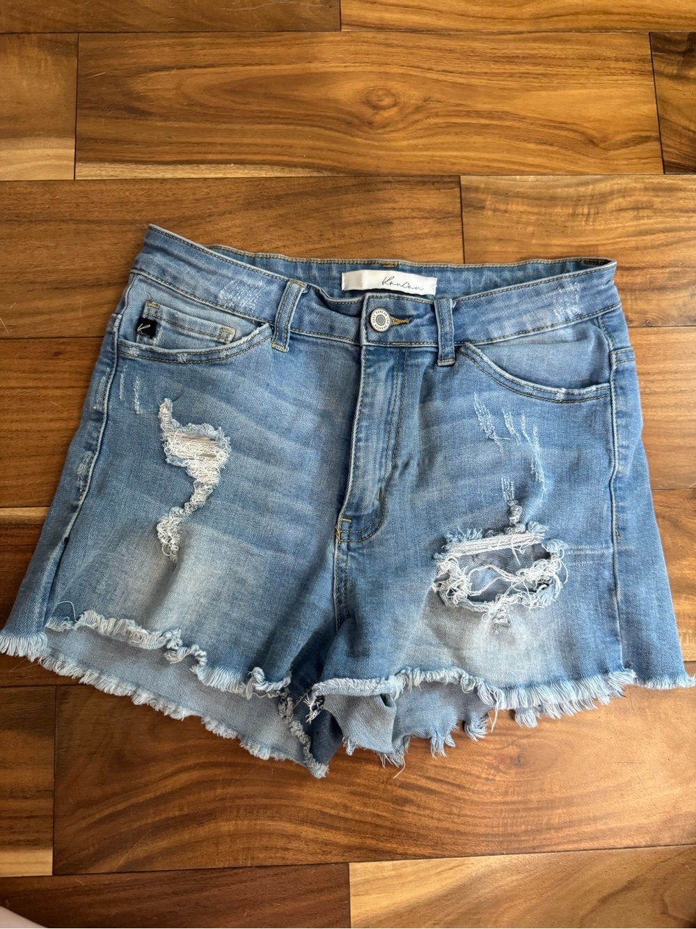 KanCan Light Blue Distressed Denim Jean Shorts
